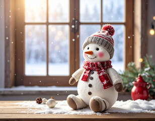 Cute snowman doll winter light