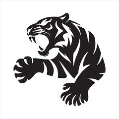 Roaring Tiger Silhouette Logo Vector Illustration