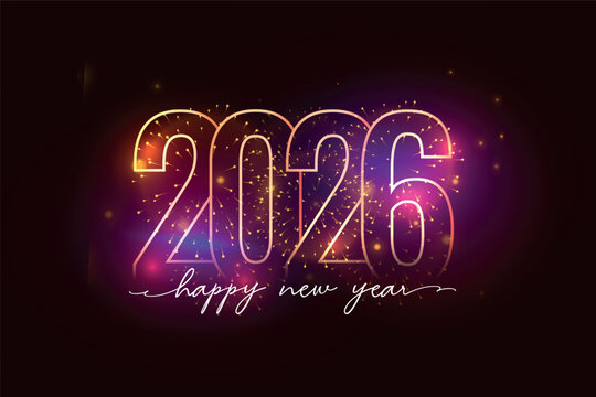 Minimalist futuristic new year 2026 greeting card illustration vector