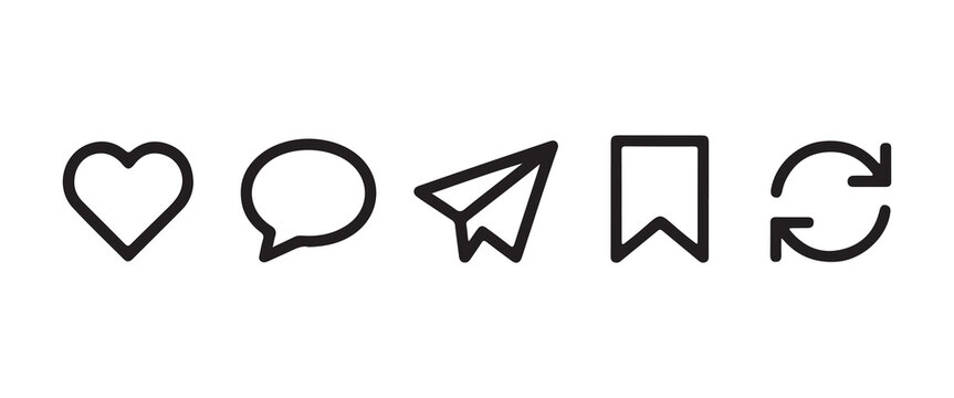 Hand drawn social media engagement icons set