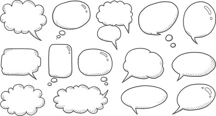 Fototapeta premium Retro comic speech bubbles with black halftone shadows. Vintage design pop art style and empty vector design.