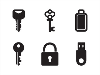 Security Icons Set | Keys Lock USB and Access Symbols