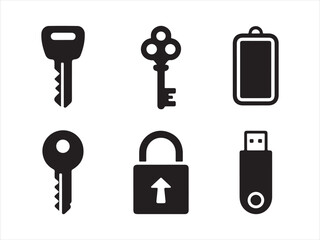 Security Icon Set | Keys Lock and USB Access Symbols