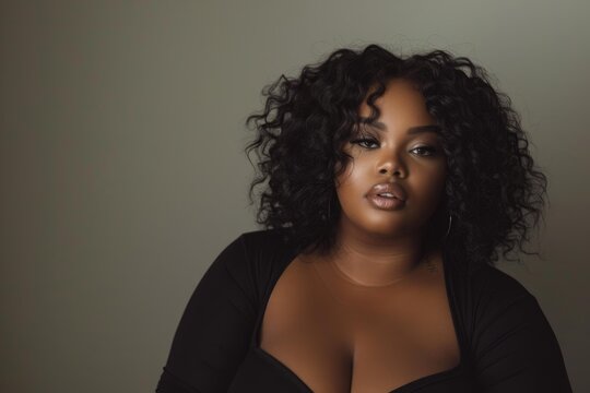Studio portrait of a beautiful plus size model exuding confidence and style