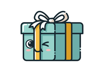 Modern Christmas Gift Box Mascot Corporate Holiday Vector