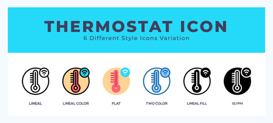 Thermostat icon set. Design elements for logo