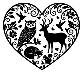 love birds floral heart