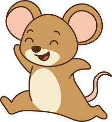 illustration of cartoon rat is running vector shape