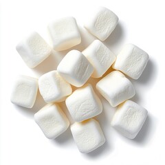 Marshmallows isolated on a white background, showcasing their fluffy and soft texture.