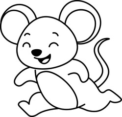 illustration of cartoon rat is running vector shape