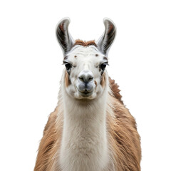 Naklejka premium Llama, with white and brown fur and distinctive ear shape, cutout, PNG isolated on white or transparent background
