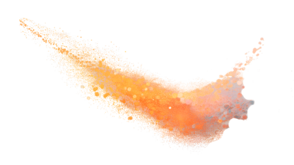 Abstract orange and yellow watercolor streak on a black background