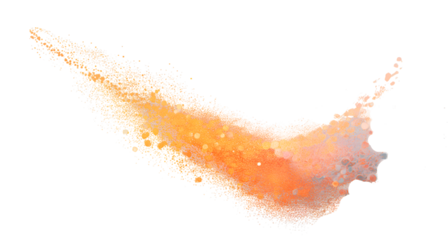 Abstract orange and yellow watercolor streak on a black background