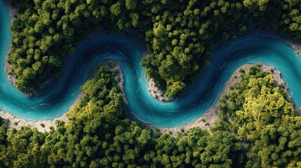 Fototapeta premium River through lush forest