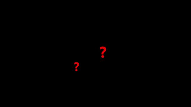 Three red question marks on a black background symbolizing a problem Keywords: question mark, question, query, inquiry, uncertainty, confusion, doubt, mystery, unknown, problem, puzzle, riddle