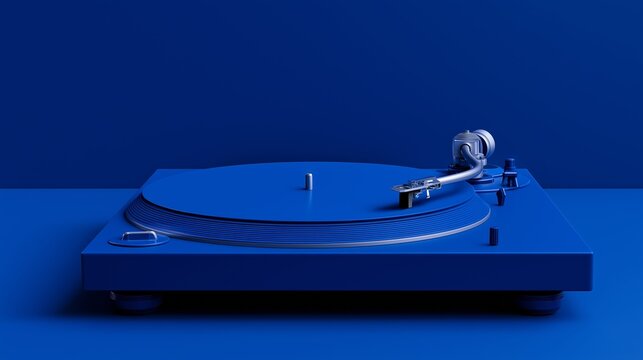 Turntable in monochrome color highlights audio equipment marketing, music culture products, and professional DJ hardware commerce. Image supports retail advertising, branding materials, and technology
