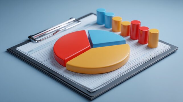 Detailed pie chart and elegant pen placed on a summary sheet for economic status report analysis