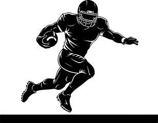 Naklejka premium American Football Player Running Line Art Illustration