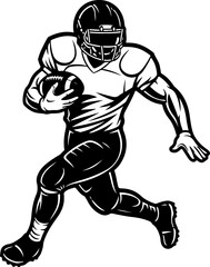 Fototapeta premium American Football Player Running Line Art Illustration