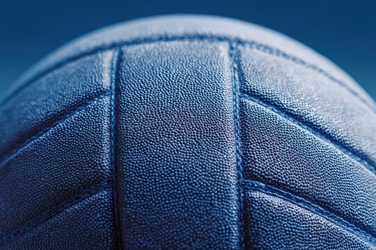 Closeup detail showcasing the unique texture of a volleyball surface against a contrasting blue background for sporting enthusiasts - Powered by Adobe