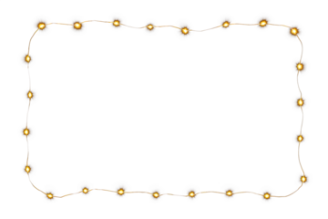 Warm Yellow Fairy Light Frame on transparent Background for Festive and Cozy Decor