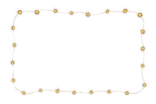 Warm Yellow Fairy Light Frame on transparent Background for Festive and Cozy Decor