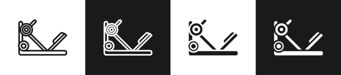 Leg Press Line N Glyph Icon Style In White And Black Background