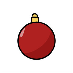 Vector illustration of hand drawn red Christmas tree ball on white background