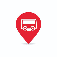 Red Bus Location Pin Icon, map pointer icons