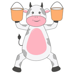 Baby Cow Character with Cartoon Design. Vector Illustration.