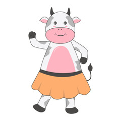 Baby Cow Character with Cartoon Design. Vector Illustration.