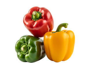 colorful bell peppers isolated on transparent background. 
