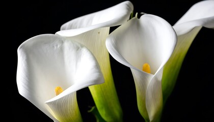 Elegant White Calla Lilies Against a Dark Backdrop.