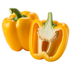 Sliced yellow bell pepper isolated on transparent background 
