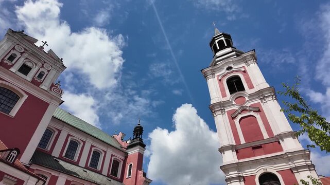 Walking around the Parish Church of St. Stanislaus (Fara Church) in poznan, Poland