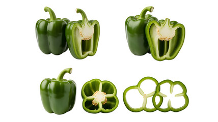 green bell peppers, isolated on white background 
