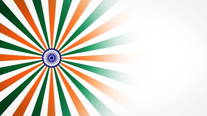 Indian Tricolor Rays with Ashoka Chakra and Copy Space for Republic Independence Day