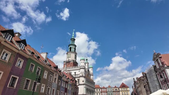 Walking towards Poznan Town Hall (Ratusz) in Poland