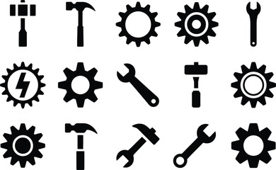 Tool and gear icon set