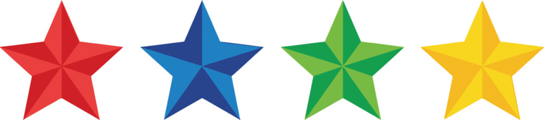 Obraz premium Four colorful stars in a row red blue green and yellow