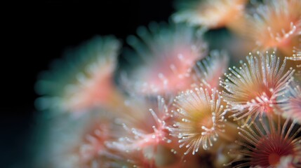Close-up of a group of coral-like structures. the structures are arranged in a cluster, with some overlapping each other.