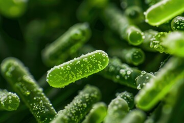 Microscopic close up of probiotic bacteria, essential for maintaining gut health, enhancing digestion, and strengthening the immune system