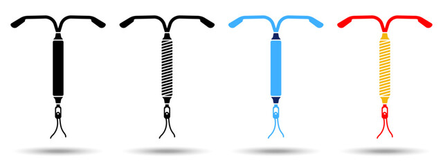 Intrauterine device icon. Intrauterine device icon on a white background, isolated. The icon has uses in applications and websites. Vector illustration. Intrauterine device icon on a white background.
