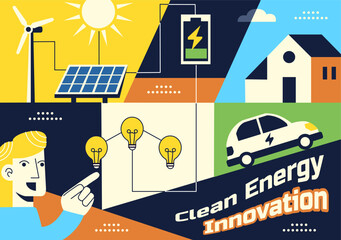 Clean Energy Innovation Vector Illustration Showcasing Modern Sustainable Design Powered By Renewable Sources And Hydroelectricity Technology