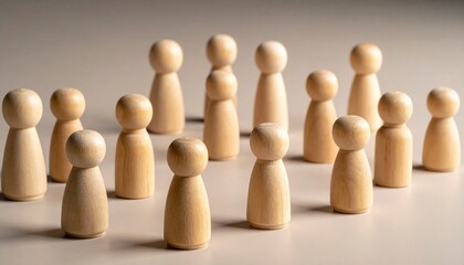 Wooden mannequin holding a wooden toy soldier with a red ball in a teamwork concept scene