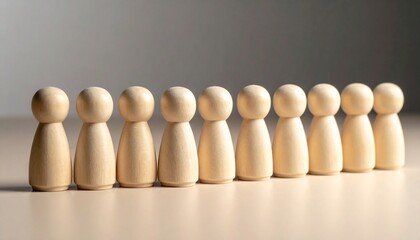 Wooden mannequin holding a wooden toy soldier with a red ball in a teamwork concept scene