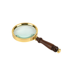 Fototapeta premium Gleaming magnifying glass on black backdrop