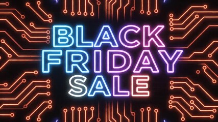 Get ready for amazing deals with this vibrant neon Black Friday Sale video, perfect for grabbing attention and driving holiday shopping excitement - Powered by Adobe