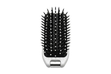 Compact travel hair brush isolated on transparent background, cut out, PNG