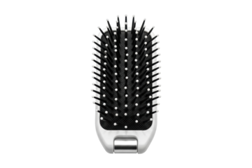 Compact travel hair brush isolated on transparent background, cut out, PNG